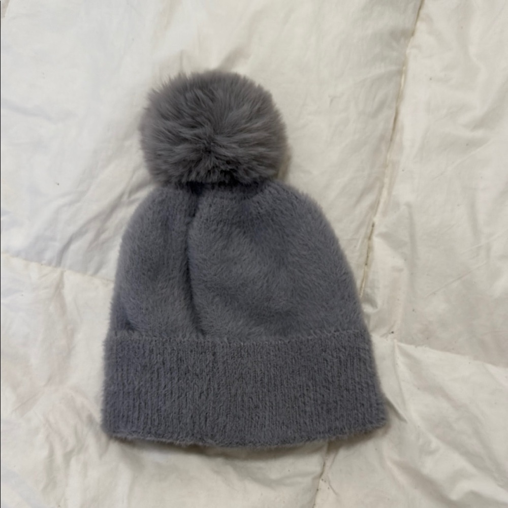 Natasha Denona Gray Knit Pom-Pom Hat